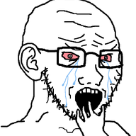 bloodshot_eyes crying ear glasses hand open_mouth palindrome_get scared soyjak stubble subvariant:crying_soyak_ears2 swede_(artist) variant:soyak // 708x800 // 33.2KB