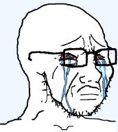 bloodshot_eyes closed_mouth crying glasses looking_to_the_right sad soyjak stubble subvariant:soyak_34 tear template transparent_background variant:soyak // 607x678 // 14.6KB