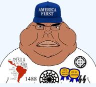 america_first brown_skin clothes cuck cuckold fat glasses groyper hat latinx mexico meximutt nazism nick_fuentes save_evropa subvariant:chudmutt variant:brandon variant:meximutt // 1125x1024 // 831.6KB