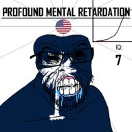 angry bald black_eyes black_hole black_sclera clenched_teeth closed_mouth cracked_teeth drool ear flag flag:south_carolina flag:united_states glasses hair iq iq_bell_curve mustache nightmare_fuel no_pupils plant profound_mental_retardation retard south_carolina soyjak star_(symbol) state stubble text tree united_states variant:feraljak wrinkles // 1024x1024 // 100.4KB