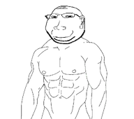 bald buff ear forehead_lines glasses looking_at_you nipple smile soyjak stubble subvariant:massjak subvariant:wholesome_soyjak swolesome variant:gapejak white_background // 1056x937 // 22.2KB