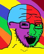 colorful glasses open_mouth smug soyjak stubble variant:soyak // 644x800 // 47.8KB