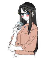 2000s akiha akiha_tohno avengers beanie blush cacao drink ear glass glasses ice_cube party transparent_background tsukihime variant:soytan // 440x480 // 87.4KB