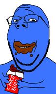 arm blue choco_bugs chocolate food glasses hand holding_object smile soyjak stubble subvariant:wholesome_soyjak variant:gapejak // 600x1000 // 34.3KB