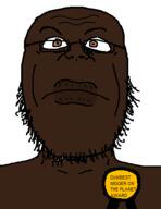 award black_skin brown_eyes closed_mouth dumb glasses nigger soyjak stubble text variant:strasser // 377x490 // 10.9KB