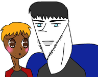2soyjaks black_hair blue_eyes brown_eyes brown_skin jake jakparty_soy jartybvll meta:barely_a_soyjak mouth_closed mouth_open nate stubble subvariant:hunky_twink_sex_machine variant:unknown white_background white_skin yaoi yellow_hair