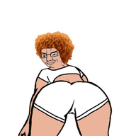 animated armhand ass brown_skin closed_mouth clothes female glasses ice_spice leg nigger orange_hair smile smug variant:chudjak // 357x400 // 376.8KB