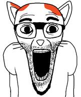 animal cat clothes ear glasses marsey open_mouth rdrama soyjak stretched_mouth stubble subvariant:el_perro_loco tshirt variant:el_perro_rabioso // 788x941 // 141.5KB