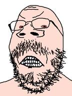 angry baby babyjak bloodshot_eyes caca glasses small_eyes soyjak stubble teeth variant:gapejak white_skin // 600x800 // 68.7KB
