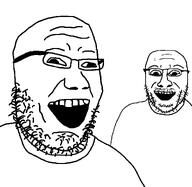 bald double_chin duo forehead_mark glasses retard series:trios_&_duos smile stubble two_soyjaks variant:retard_duo // 1125x1093 // 63.5KB