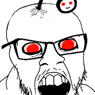 angry antenna bloodshot_eyes crazed glasses mustache open_mouth reddit redditard smile soyjak stubble variant:feraljak // 805x1254 // 238.7KB