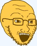 emoticon glasses happy open_mouth series:soymoji soyjak stubble variant:soyak yellow yellow_skin // 531x655 // 21.4KB
