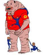 amerimutt arm balding brown_skin clothes ear euromutt european_union full_body glasses hair half_open_mouth hand leech man_after_man mcdonalds open_mouth size_difference soyjak stubble subvariant:euromutt variant:markiplier_soyjak // 592x750 // 98.1KB