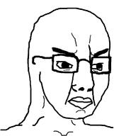 angry bald closed_mouth frown glasses jawline soyjak subvariant:protochud template thick_eyebrows variant:chudjak // 645x770 // 19.0KB