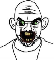 eyebrows glasses green_eyes looking_to_the_left stubble variant:marcus white_background white_skin yellow_teeth // 426x473 // 32.4KB