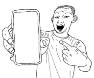 black_eyes black_hair clothes faggot holding_object holding_phone kuz open_mouth phone pointing short_hair subvariant:phonekuz template tshirt variant:kuzjak // 1124x934 // 104.1KB