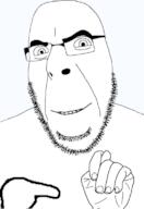 gesture glasses got_your_nose hand looking_at_you nose pointing prank smile soyjak stubble transparent_background variant:cobson // 775x1127 // 73.0KB