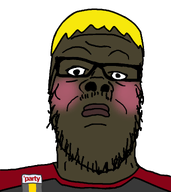 award badge big_lips black_skin blush closed_mouth glasses hair lips looking_at_you nate nate_higger's_distant_cousin_(cape_rrackers) neutral raised_eyebrow red_shirt rosy_cheeks soyjak_party stubble subvariant:hunky_twink_sex_machine transparent_background variant:a24_slowburn_soyjak yellow_hair // 1024x1150 // 149.7KB