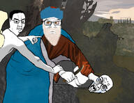 Thales_(user) abraham angel background beard biblical bloodshot_eyes body brown_eyes classical_art classical_art_parody crying eyebags finger fingernail glasses hair hand holding_knife holding_object issac knife meta:namefags scenery shading shadow tear variant:chudjak variant:feraljak variant:rupturejak white_skin wing yellow_hair yellow_teeth // 1279x986 // 959.7KB