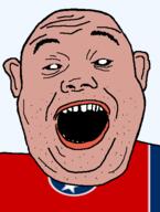 amerimutt black_sclera clothes ear flag flag:tennessee hair open_mouth red_shirt soyjak star_(symbol) state stubble teeth tennessee transparent_background united_states variant:alicia // 418x555 // 20.4KB