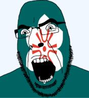 angry flag flag:saga_todofuken flower glasses hair japan looking_to_the_left open_mouth plant saga_todofuken soyjak stubble teeth thick_eyebrows todofuken transparent_background variant:cobson // 721x789 // 59.5KB