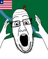 arm county flag flag:liberia flag:lofa_county glasses hair hand liberia liberian lofa_county open_mouth people's_populist_press river soyjak star_(symbol) stubble teeth variant:ppp water // 1000x1233 // 51.7KB