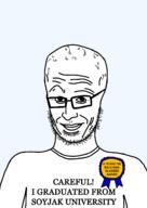 4_years_on_bald_man_glasses_award award big_brain big_forehead clothes glasses lips smug soyjak soyjak_party stubble text university variant:unijak vein white_shirt // 1000x1414 // 204.3KB
