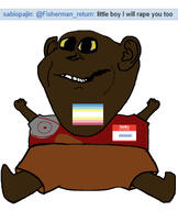 brown_skin closed_mouth clothes comment ear flag:map hand hands_up hello_my_name_is_(sticker) looking_at_you pedonigger pedophile reply sabiopajeet sabiopajin_(user) shaved shorts slopjak smile subvariant:pissbaby transparent_background variant:impish_soyak_ears yellow_sclera // 1300x1542 // 546.8KB
