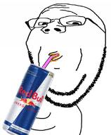 drinking drinking_straw energy_drink glasses redbull soyjak stubble subvariant:wholesome_soyjak variant:gapejak // 900x1091 // 593.8KB