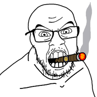 biting cigar fire glasses half_open_mouth looking_at_you smoke smoking soyjak stubble teeth transparent_background tuff variant:feraljak // 1025x1025 // 32.3KB