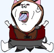 artist:anonimos bloodshot_eyes caesar caesar's_legion dress ear femboy frumentarii legion legionary open_mouth soldier subvariant:pissbaby tongue tongue_out uniform variant:impish_soyak_ears // 1480x1452 // 73.2KB