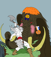 animal artist:john8_44 award axe barbarian bloodshot_eyes blush boot elephant gooned_to_zellig_again_award grass mammoth orange_hair red_eyes rock series:barbaryan subvariant:hunky_twink_sex_machine thub_is_fatter_and_bigger_than_a_elephant trunk tusk variant:chudjak weapon wolf zarty zartycuck // 1500x1678 // 338.5KB