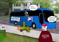 2016 4_people amphibian before_qa bus frog hillary hillary_clinton hilldawg irl_background maga maga_hat nas:pepe nas:wojak pepe_the_frog trump_2016 // 1024x738 // 188.6KB