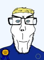 aryan award blue_eyes blue_shirt clothes euromutt european_union glasses hetero most_unbothered_hetero_award opposite soyjak stubble subvariant:euroaryan subvariant:euromutt variant:markiplier_soyjak white_skin yellow_hair // 594x797 // 32.5KB