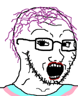 eyelashes flag:transgender_pride_flag glasses hair lips lipstick looking_at_you open_mouth purple_hair stubble tranny variant:soyak // 644x800 // 20.6KB