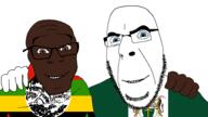2soyjaks blue_eyes brown_eyes brown_skin coat_of_arms flag friendship glasses hand happy looking_at_you no_more_brother_wars rhodesia smile soyjak stubble variant:cobson variant:feraljak zimbabwe zimbabwe_people_s_revolutionary_army // 1920x1075 // 7.9MB