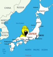 china glasses japan korea map open_mouth russia soyjak stubble text variant:markiplier_soyjak2 water yellow_skin // 1600x1703 // 312.8KB
