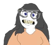 british clothes crooked_teeth female glasses hair oekaki variant:soytan yellow_teeth // 1027x843 // 23.9KB