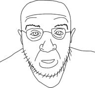 clothes glasses open_mouth patton_oswalt soyjak stubble variant:unknown // 1538x1435 // 174.5KB