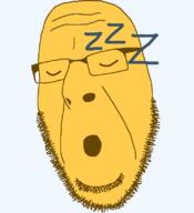 closed_eyes ear emoticon glasses open_mouth series:soymoji sleeping soyjak stubble text variant:cobson yellow yellow_skin // 721x789 // 28.6KB