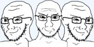 3soyjaks eyebrows gang glasses smile smug stubble variant:soyak // 1513x756 // 32.0KB