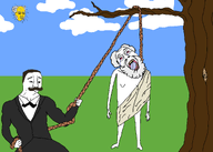 arm arthur_schopenhauer bloodshot_eyes buff clothes cloud friedrich_nietzsche full_body glasses grass grey_hair hanging holding_rope lynching moustache nietzsche noose outdoors philosopher robe rope schopenhauer smile socrates suit sun tree variant:bernd variant:chudjak // 2100x1500 // 127.6KB