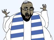 arm brown_skin clothes fat hand hat jewish_nose judaism jude kike kippah nose obese open_mouth rotten_teeth series:yehudyakim star_of_david tallit variant:mutaharjak // 1287x944 // 34.4KB