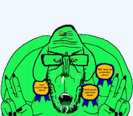 2soyjaks ass award bloodshot_eyes blush booger clothes drool ear forehead_lines glasses green_skin hand janny laptop medalit mediator meta:namefags nails nose obese open_mouth powersky_(namefag) stubble subvariant:euromutt subvariant:mexiwhore table text tongue variant:markiplier_soyjak variant:meximutt yellow_skin // 1208x1059 // 29.2KB