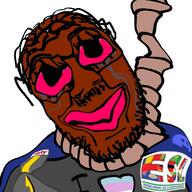 faggot glasses hanging mustache open_mouth shitskin stubble trend:jartycuck variant:eisenhower // 500x500 // 164.5KB