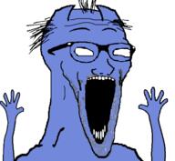 arm balding blue_skin discord glasses hair hand hands_up horn open_mouth purple_skin soyjak stretched_mouth stubble subvariant:wewjak variant:soyak // 640x590 // 36.6KB