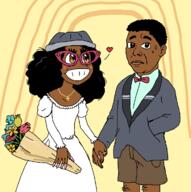 afro black_skin drawing dress hair marriage married negro no_nose oekaki redraw shorts soyjak soylent_(creamy_chocolate) subvariant:soyniqua variant:chudjak variant:soytan // 1193x1200 // 68.1KB