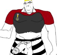 arm badge buff clothes glasses hair leg meta:pornographic_content nate nsfw one_piece penis smile sock soot_colors soyjak soyjak_party stubble tshirt variant:cobson whitebeard yellow_hair // 900x879 // 74.3KB