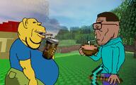 2soyjaks brown_skin drinking drinking_straw fat glasses minecraft noob pickaxe pickaxe_(minecraft) roblox side_profile soda soup steve_(minecraft) stubble subvariant:euromutt subvariant:impish_amerimutt variant:impish_soyak_ears variant:markiplier_soyjak yellow_skin // 1102x692 // 601.9KB