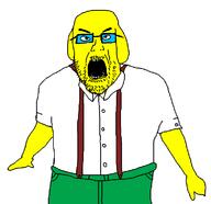 angry chris-chan clothes glasses janny mustache open_mouth overalls stubble variant:cwcjak // 766x743 // 28.2KB